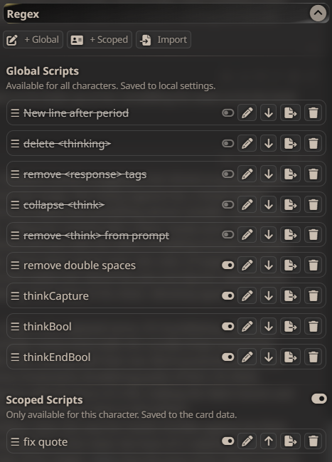 RegEx Extension Script List